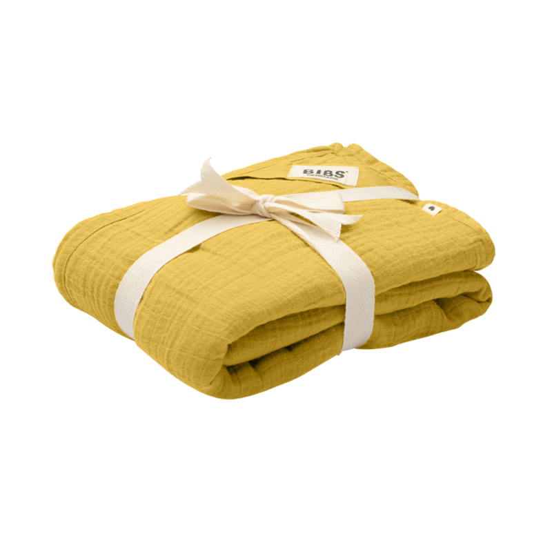 BIBS Kocyk letni 100% GOTS organic cotton 120 x 120 Mustard