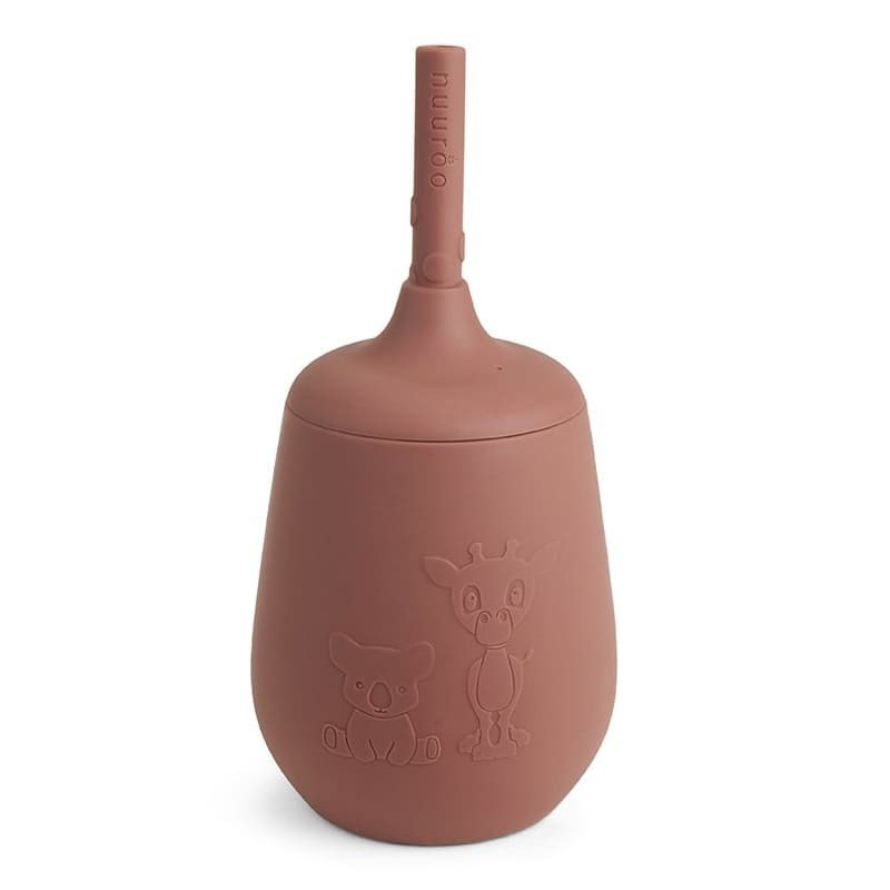 nuuroo - kubeczek silikonowy ze słomką Giraf & Koala Mahogany NUUROO