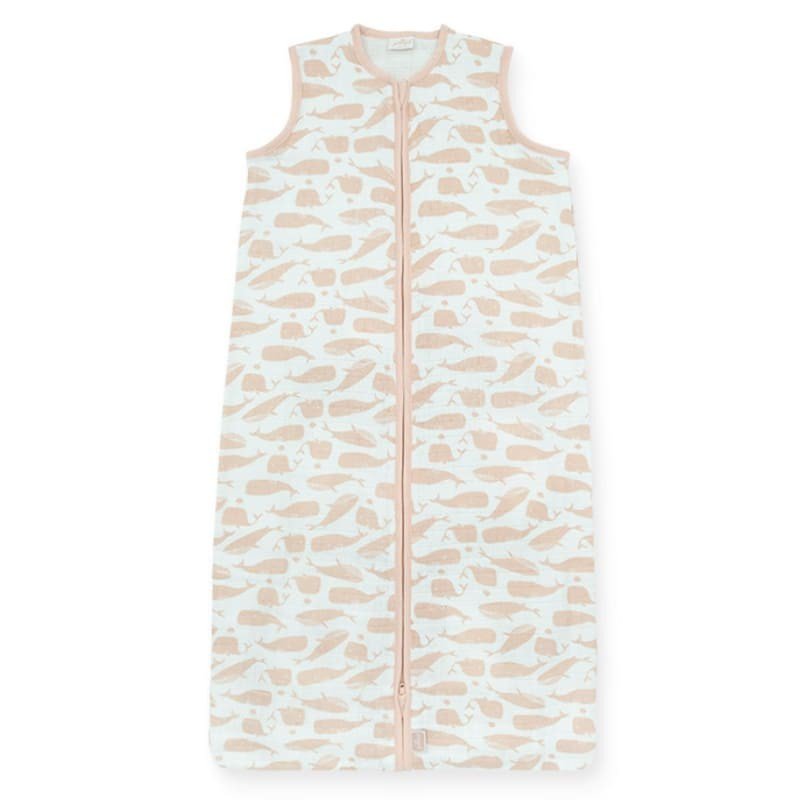 Jollein - Baby & Kids - Jollein - Śpiworek niemowlęcy letni Summer hydrophilic  WHALES PALE PINK 90 cm