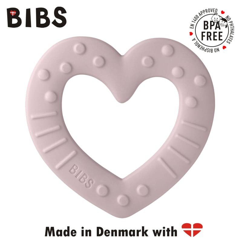 BIBS BABY BITIE HEART Pink Plum gryzak dla niemowlaka