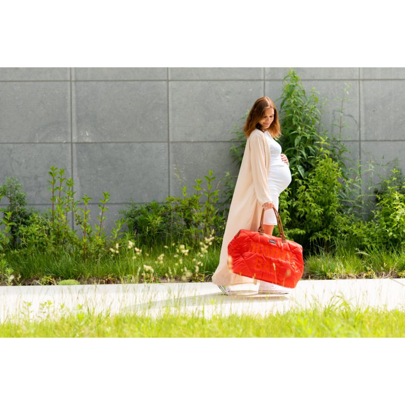 Childhome Torba Mommy bag Pikowana Czerwona CHILDHOME