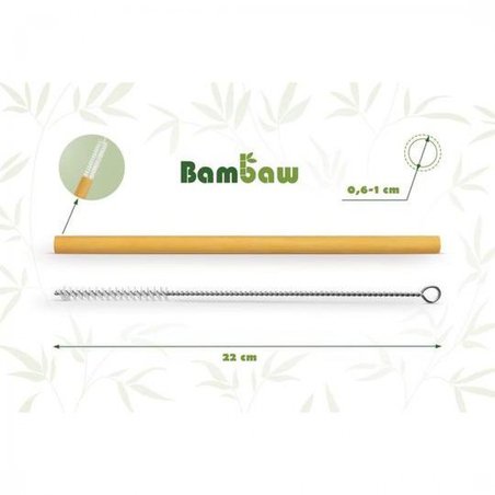 BAMBAW, Ekologiczne słomki bambusowe wraz ze szczoteczką do czyszczenia, 14 cm x 12 szt.