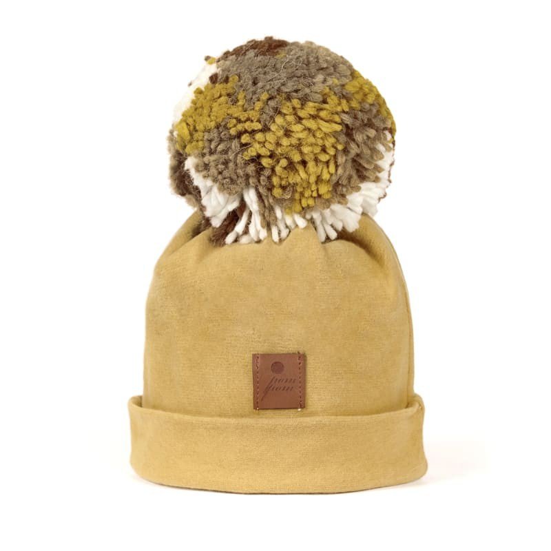 Pom Pom - czapka zimowa ALPACA BOHO Mustard M POM POM