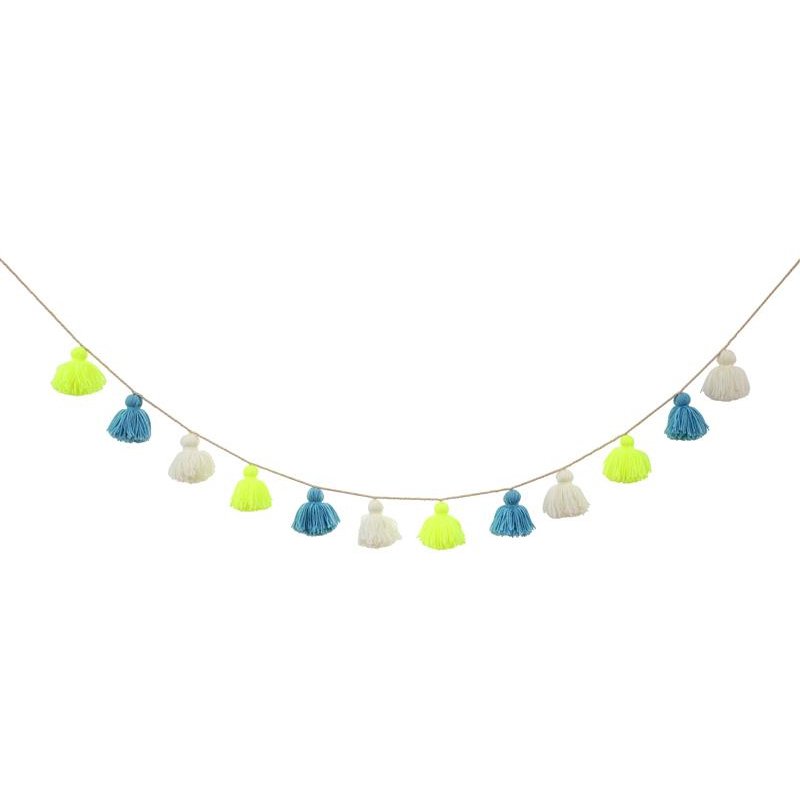 Meri Meri - Girlanda Frędzle bawełniane niebieskie