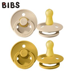 BIBS COLOUR 2-PACK VANILLA & MUSTARD S Smoczek Uspokajający kauczuk Hevea