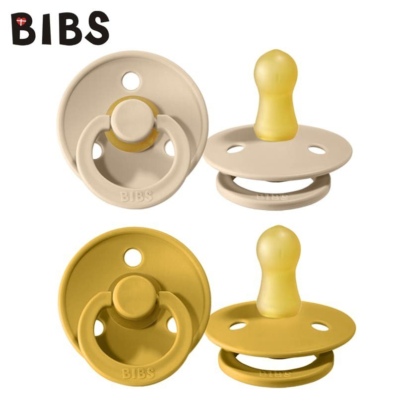 BIBS COLOUR 2-PACK VANILLA & MUSTARD S Smoczek Uspokajający kauczuk Hevea