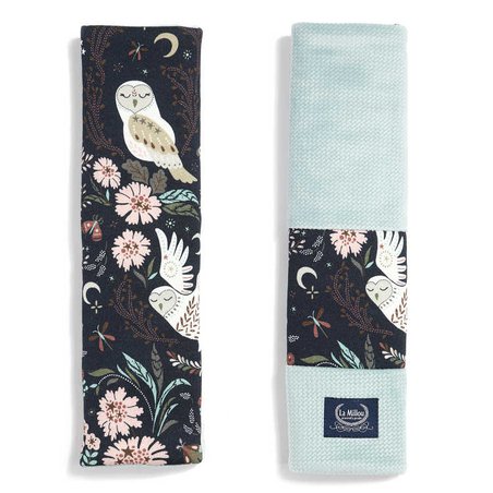 LA MILLOU - ORGANIC JERSEY COLLECTION - SEATBELT COVER – MAGIC OWL - VELVET SMOKE MINT