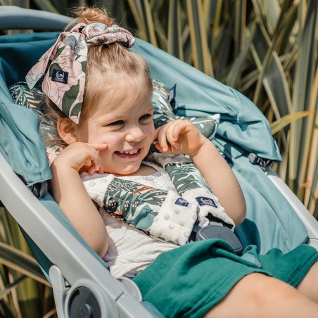 LA MILLOU - ORGANIC JERSEY COLLECTION - SEATBELT COVER – MAGIC OWL - VELVET SMOKE MINT