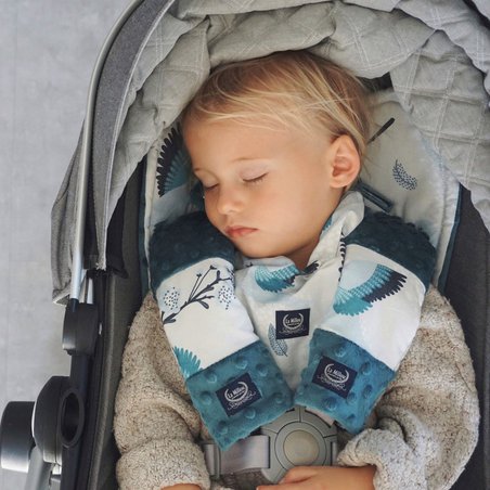 LA MILLOU - ORGANIC JERSEY COLLECTION - SEATBELT COVER – MAGIC OWL - VELVET SMOKE MINT
