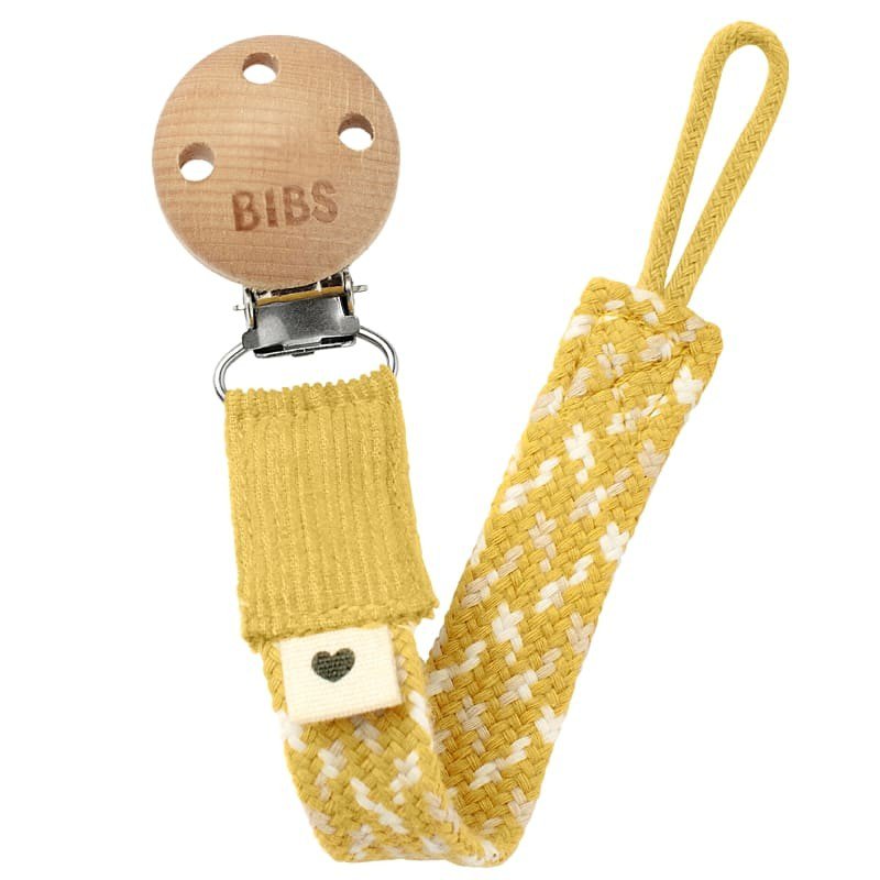 BIBS PACIFIER BRAID zawieszka do smoczków 100% GOTS organic cotton,Mustard/Ivory/Cloud