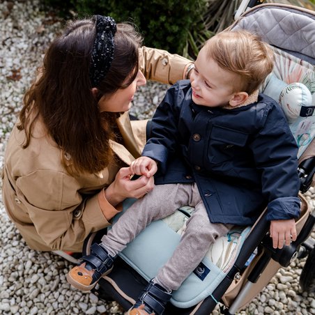 LA MILLOU - ORGANIC JERSEY COLLECTION - STROLLER PAD - MAGIC OWL - VELVET SMOKE MINT