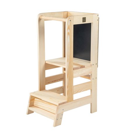 MeowBaby® Kitchen Helper z Tablicą Pomocnik Kuchenny dla Dziecka, Naturalne drewno