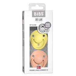 BIBS DE LUX ONE SIZE 2- PACK SUNSHINE & PEACH SUNSET Smoczek uspokajający silikonowy