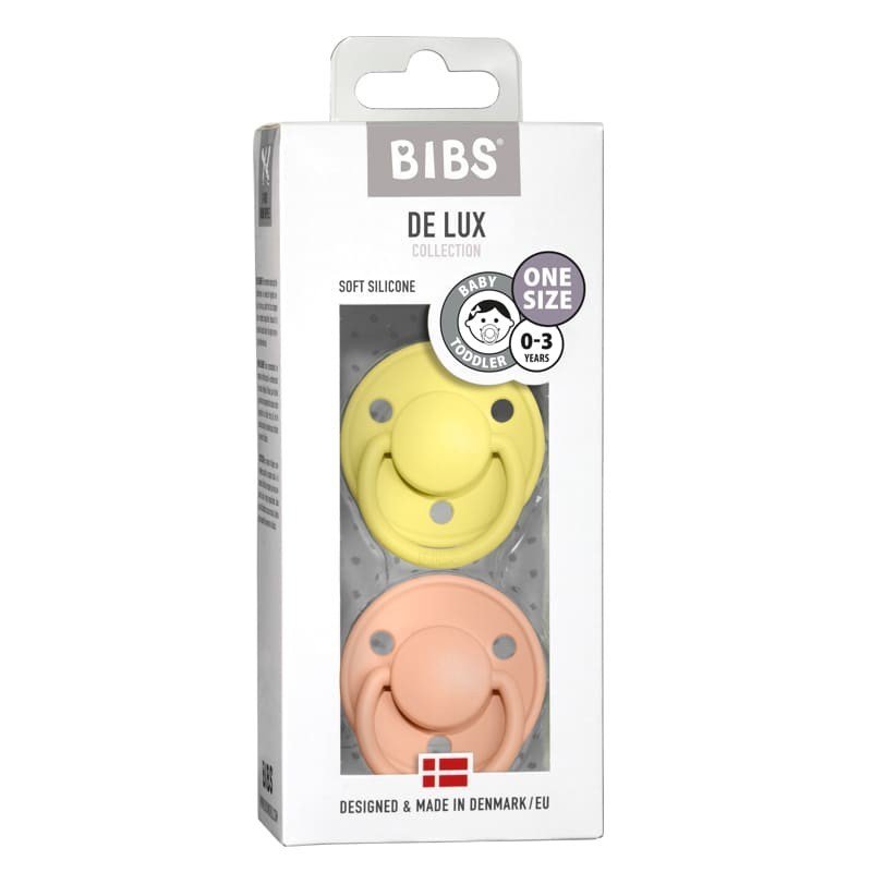 BIBS DE LUX ONE SIZE 2- PACK SUNSHINE & PEACH SUNSET Smoczek uspokajający silikonowy