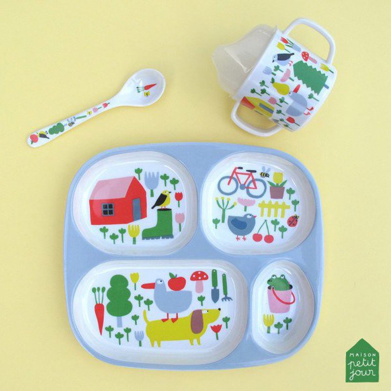 Talerz z przegródkami dla dzieci, seria Wiejska Sielanka | Maison Petit Jour®