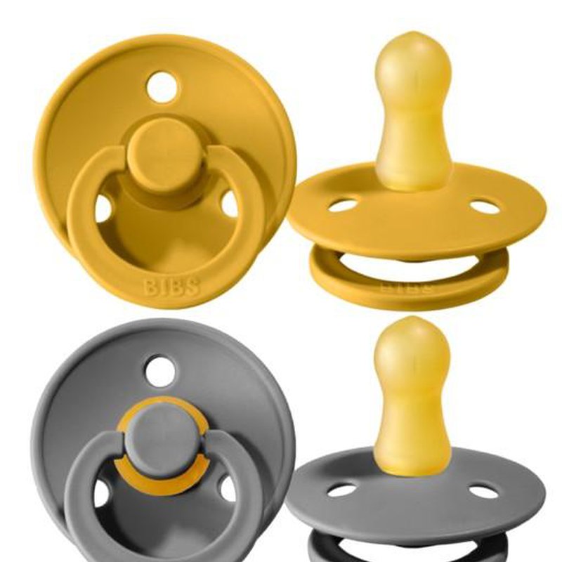 BIBS COLOUR 2-PACK MUSTARD & SMOKE S Smoczek Uspokajający kauczuk Hevea