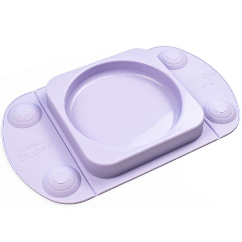 EasyTots - EasyMat Mini Max 2in1 silikonowy talerzyk z podkładką - lunchbox LILAC EASYTOTS