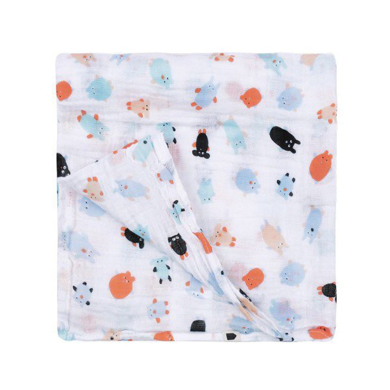 Muślinowy, mały otulacz dla niemowlaka, Doudous, Puchaci Przyjaciele | Maison Petit Jour®