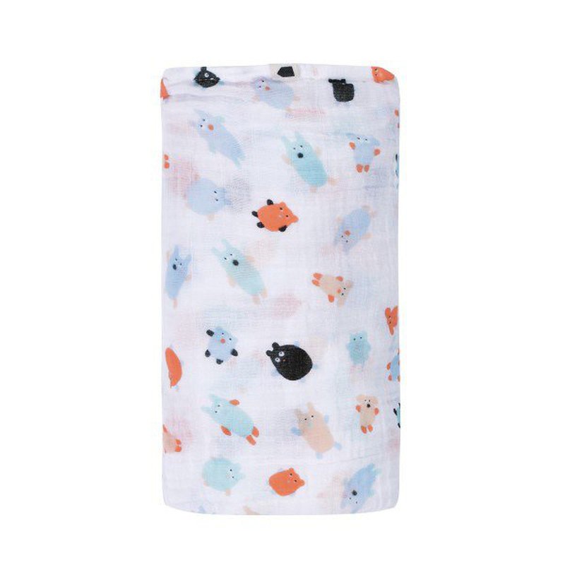 Muślinowy, mały otulacz dla niemowlaka, Doudous, Puchaci Przyjaciele | Maison Petit Jour®