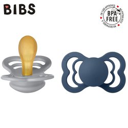 BIBS SUPREME 2-PACK CLOUD & STEEL BLUE M Smoczek Symetryczny kauczuk Hevea