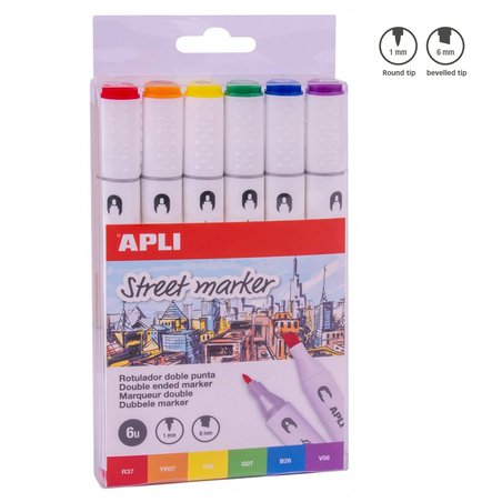 Apli Kids - Markery dwustronne Street Marker Apli - 6 kolorów