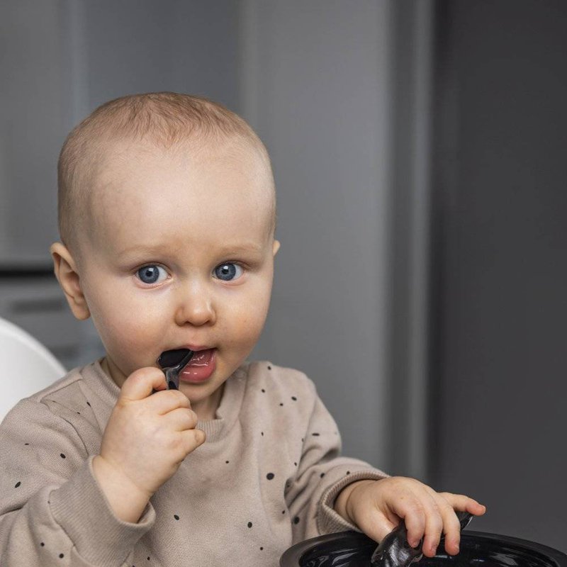 Herobility - sztućce Eco Baby - łyżeczka i widelczyk - czarne