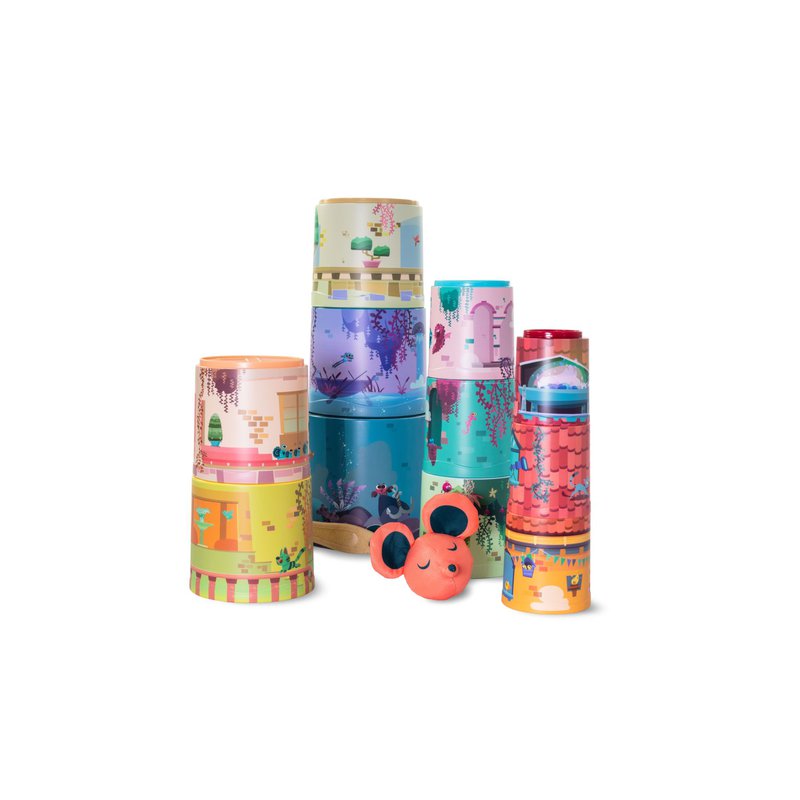 Miniland - zabawki edukacyjne - Kubeczkowa piramidka -  magiczny zamek 11 szt