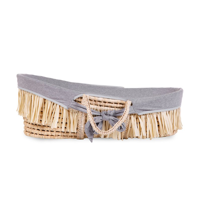 Childhome Kosz mojżesza Boho z materacykiem + Pokrowiec Jersey Grey CHILDHOME