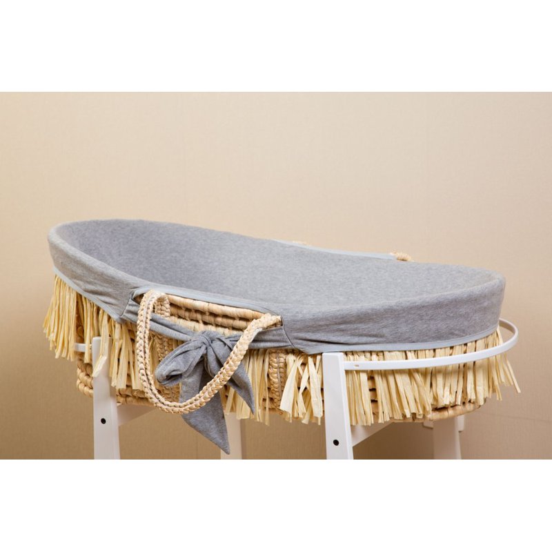 Childhome Kosz mojżesza Boho z materacykiem + Pokrowiec Jersey Grey CHILDHOME