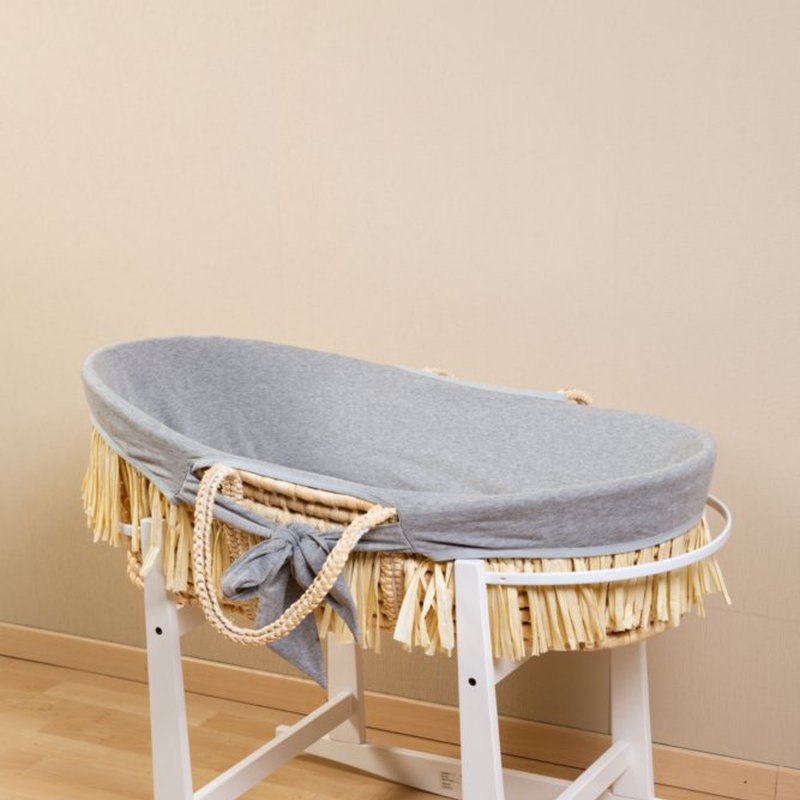 Childhome Kosz mojżesza Boho z materacykiem + Pokrowiec Jersey Grey CHILDHOME