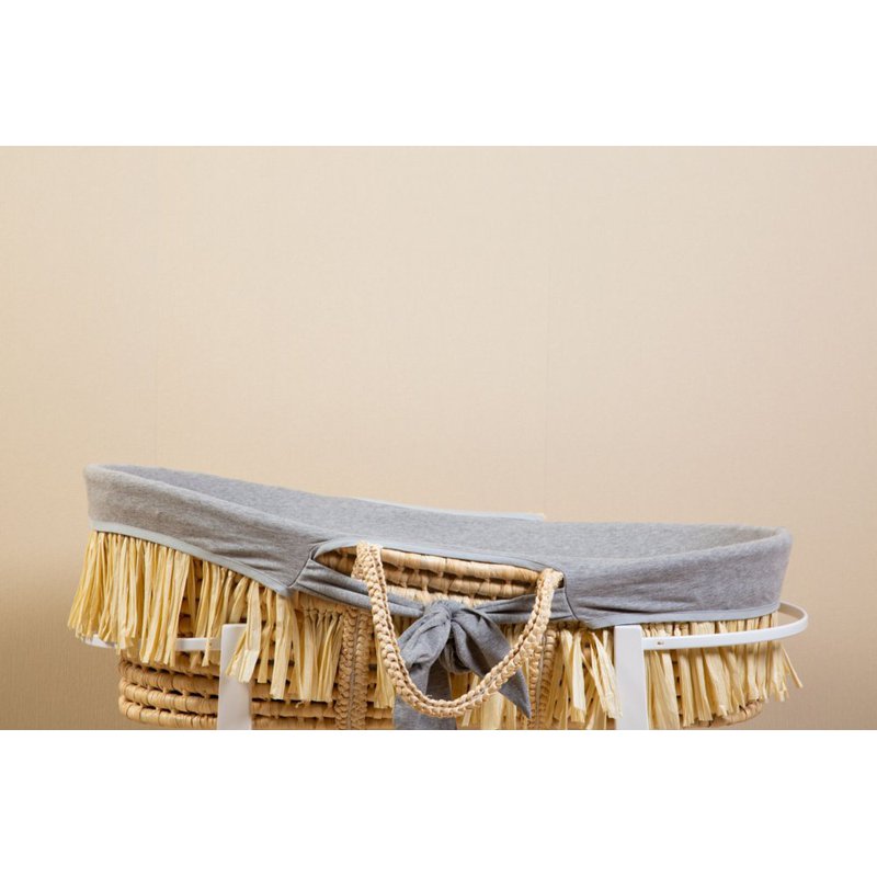 Childhome Kosz mojżesza Boho z materacykiem + Pokrowiec Jersey Grey CHILDHOME