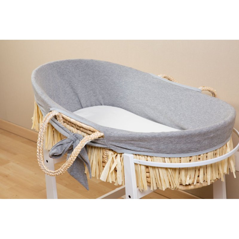 Childhome Kosz mojżesza Boho z materacykiem + Pokrowiec Jersey Grey CHILDHOME