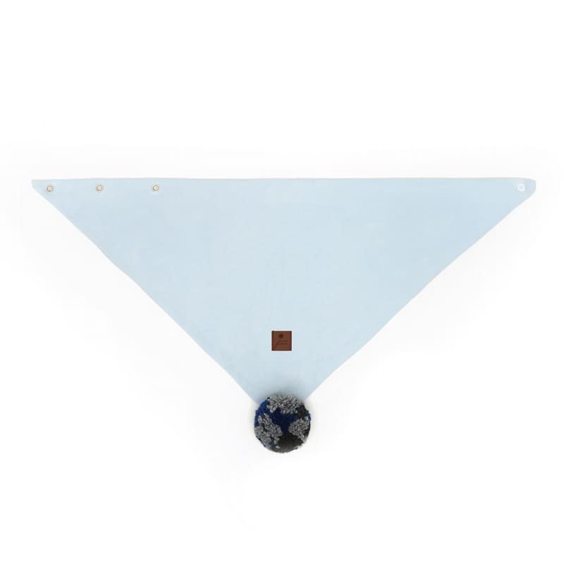 Pom Pom - chusta bandana zimowa ALPACA BOHO Blue POM POM