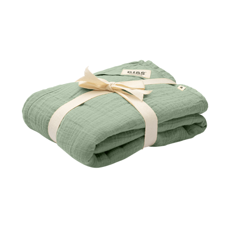 BIBS Kocyk letni 100% GOTS organic cotton 120 x 120 Sage