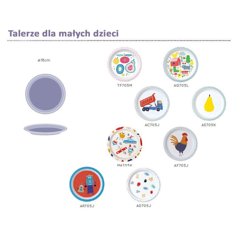 Talerz fi 18 cm dla małych dzieci, seria Tutti Frutti | Maison Petit Jour®