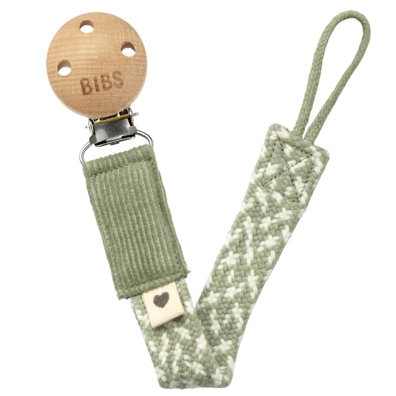 BIBS PACIFIER BRAID zawieszka do smoczków 100% GOTS organic cotton, Sage/Ivory