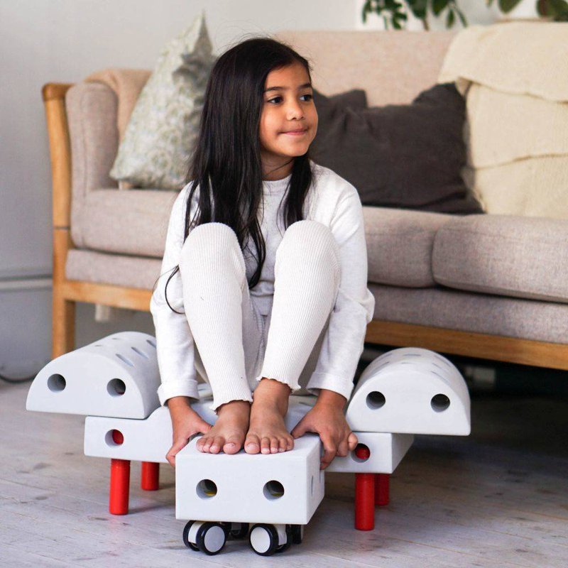 MODU Curiosity kit 4in1 - Kreatywne klocki rozwijające motorykę dużą, czerwony