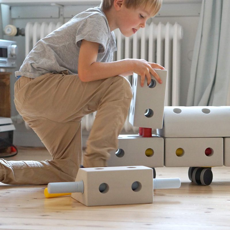 MODU Curiosity kit 4in1 - Kreatywne klocki rozwijające motorykę dużą, czerwony