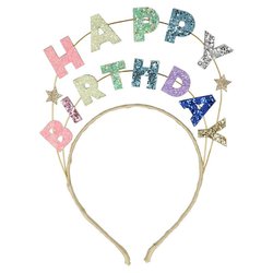 Meri Meri - Opaska do włosów Happy Birthday brokatow a