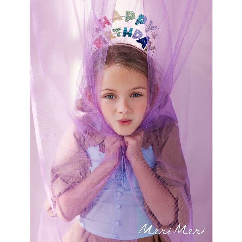 Meri Meri - Opaska do włosów Happy Birthday brokatow a