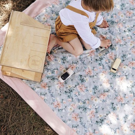 LA MILLOU - VELVET COLLECTION - KOC PICNIC Z KIESZONKĄ, MATA DO ZABAWY XL - BLUE CRANES - DENIM