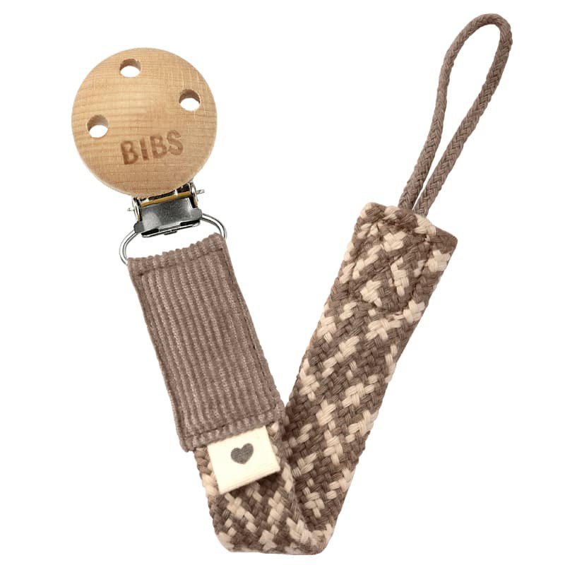 BIBS PACIFIER BRAID zawieszka do smoczków 100% GOTS organic cotton,Dark Oak/Vanilla