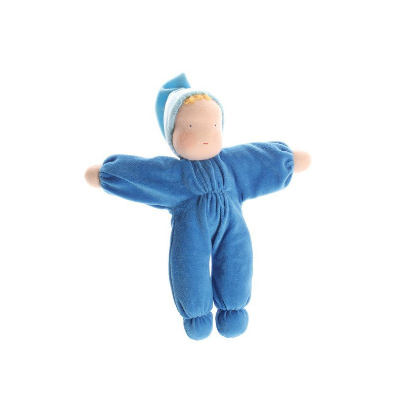 Laleczka mięciutka 0+, niebieska, Grimm's