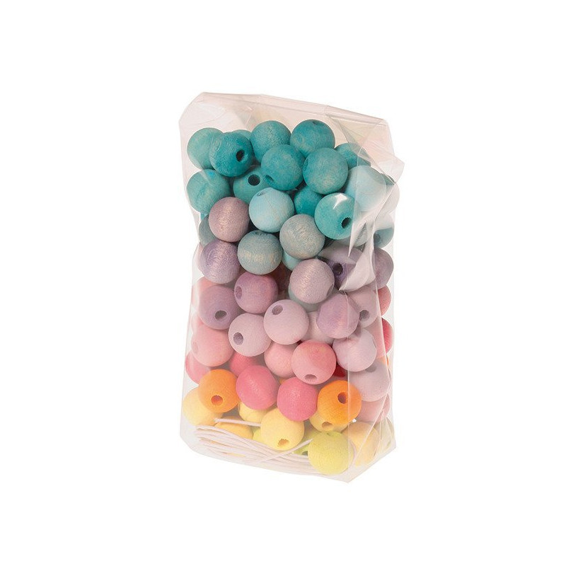 Drewniane Koraliki 120 szt. 3+, pastelowe, Grimm's