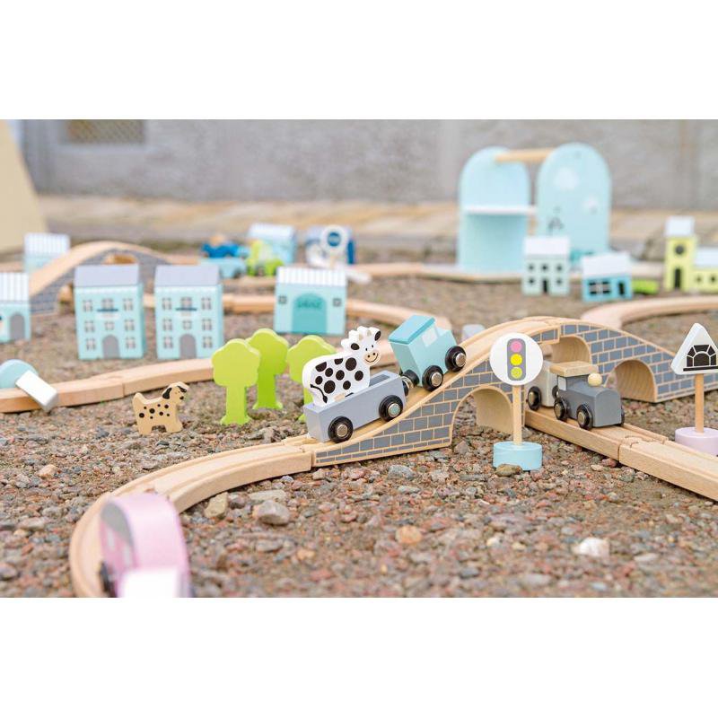 Drewniany tor samochodowy, niebieski Jabadabado JaBaDaBaDo