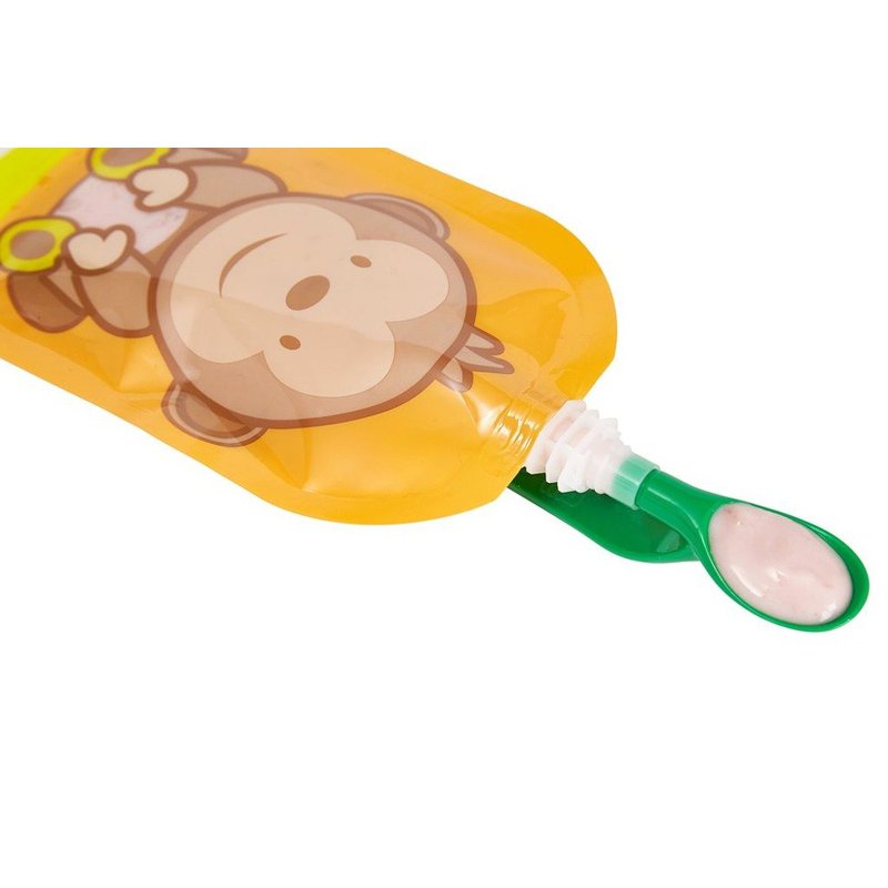 Fill n Squeeze - Saszetki wielorazowe z podwójnym zipem 6 szt., Wesoła Małpka, Fill'n Squeeze