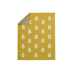 Fresk Tkany kocyk z bawełny organicznej 100 x 150 cm Ananas Mustard FRESK