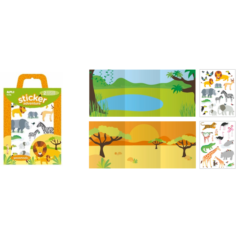 Zestaw naklejek z 2 planszami Apli Kids - Sawanna