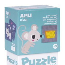 Puzzle dwuczęściowe Apli Kids - Co jedzą zwierzątka? 3+