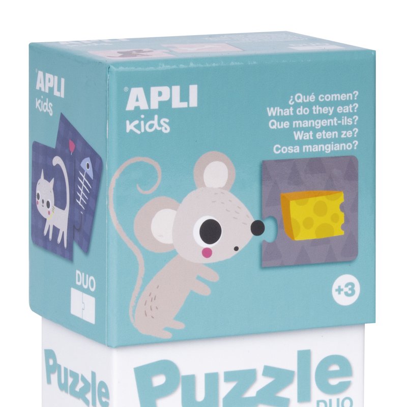 Puzzle dwuczęściowe Apli Kids - Co jedzą zwierzątka? 3+